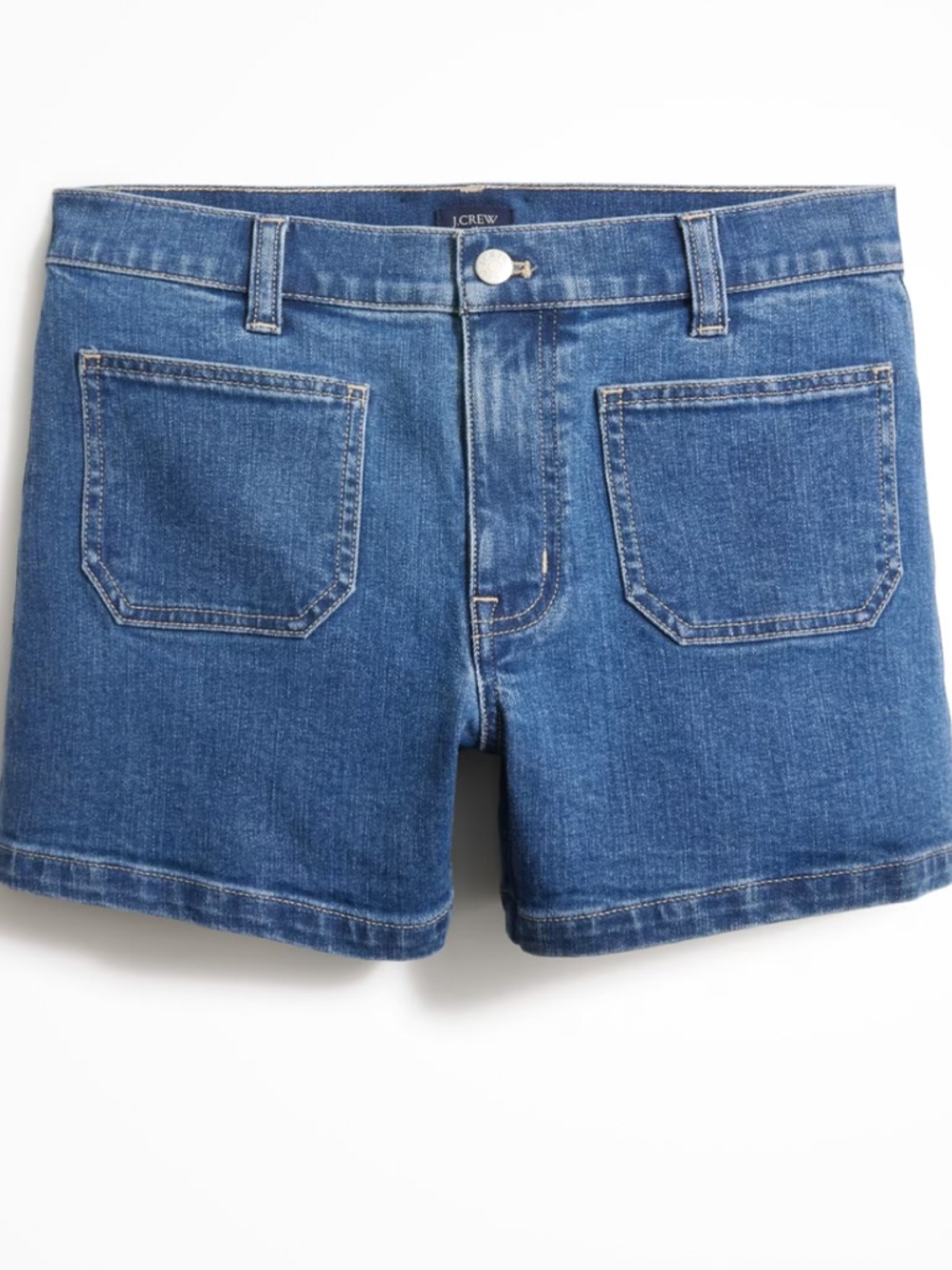 J. Crew Sailor Patch Pocket Classic High-Rise Blue Denim Shorts 4” Inseam
